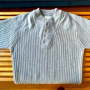 LL Bean Commando Sweater, Gray Heather, Henley Size, Size S